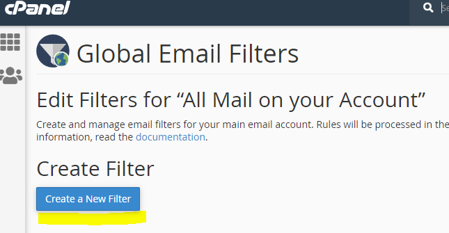 Create a new Global Email Filter